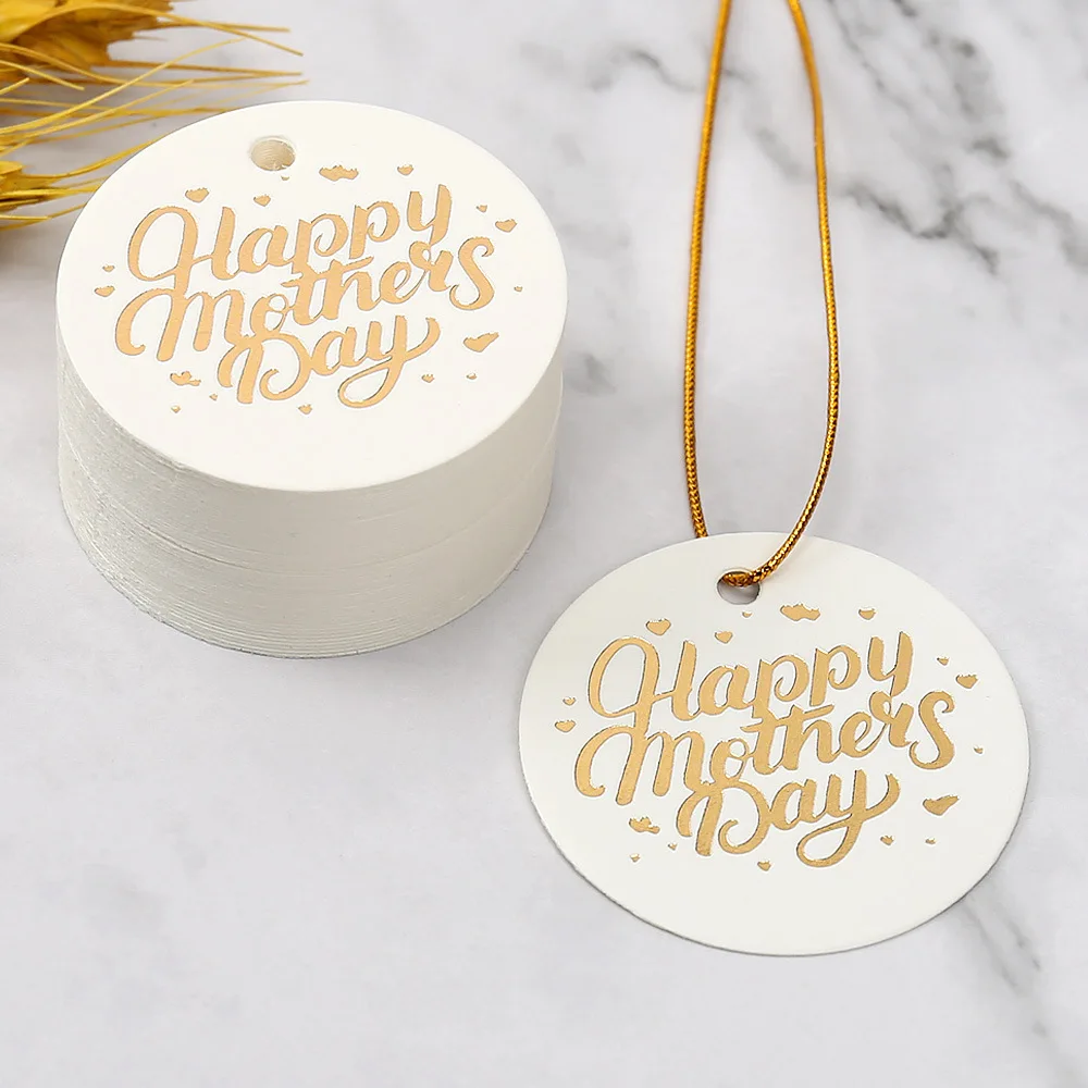 100 штук 4.5 см Счастливого дня матери Люблю маму Подарок маме Прикрепить теги Бронзовые круглые карточки для украшения печенья и конфетных коробок Поставка.