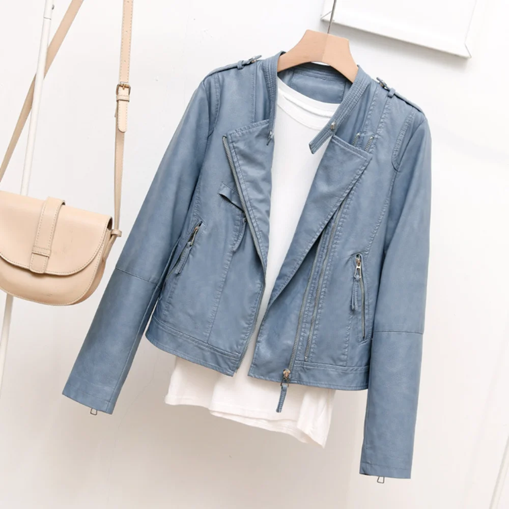 

Blue Leather Jacket Women