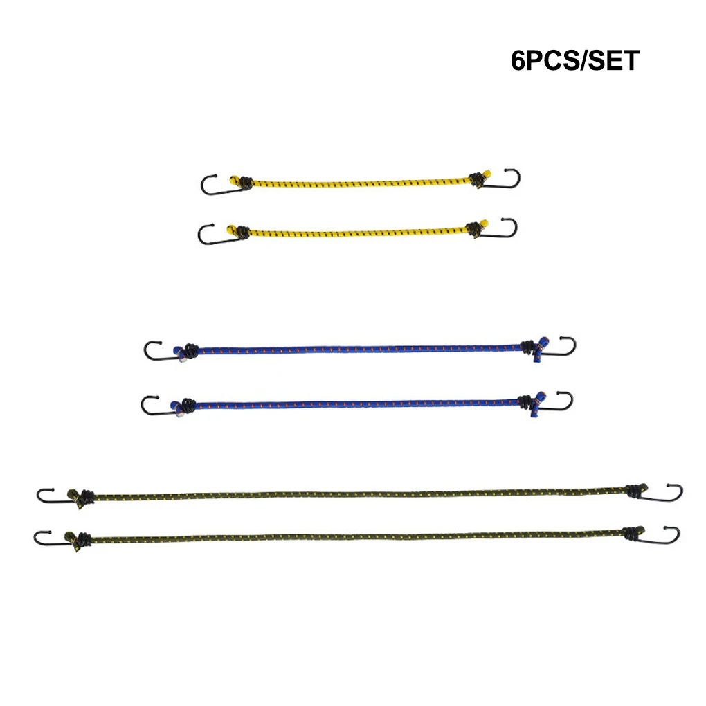 

6 Pieces Elastic Bungee Cord Reusable Flexible Outside Camping Backpacking BBQ Picnic Canopy Luggage Strap Accessories