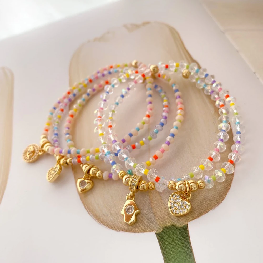

YASTYT Crystal Colorful Miyuki Bead Bracelet Fashion Women Cubic Zirconia Love Heart Charm Jewelry Gift For Her