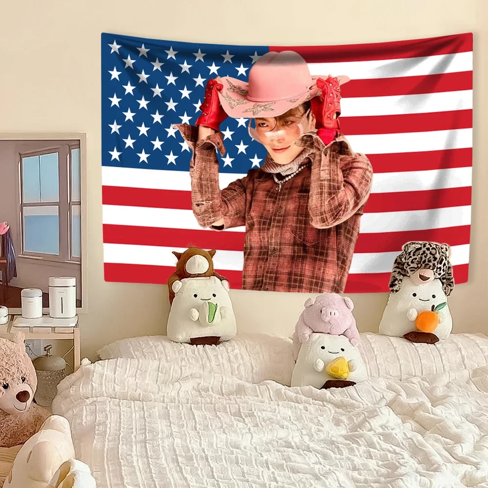 Гобелен с американским флагом Hongjoongs Kpop Boy Group Member домашний декор настенный фон для
