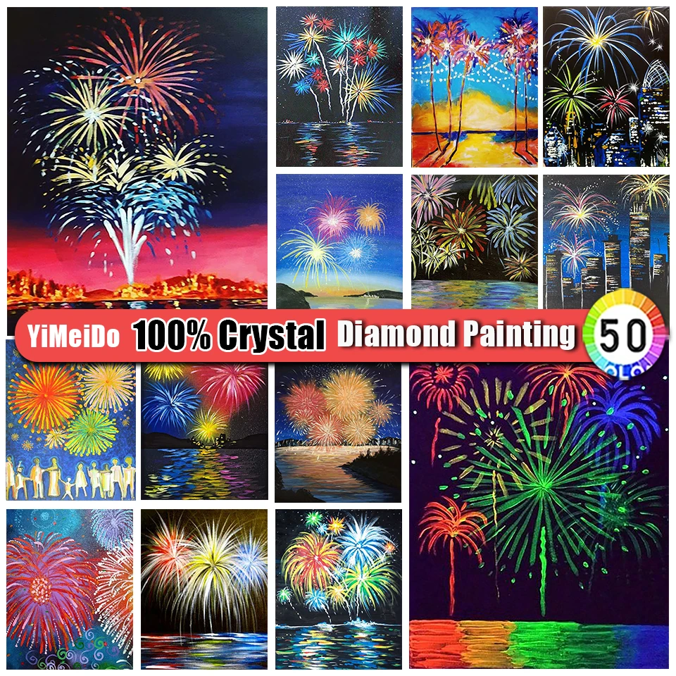 

YiMeiDo 100% Crystal Diamond Painting Fireworks Zipper Bag Picture of Rhinestones Full Mosaic Diamond Embroidery Landscape Sale