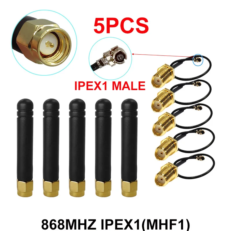 GWS 5 шт. 868 МГц Антенна 2 дБи sma штекер 915 МГц lora антенный модуль lorawan ipex 1 4 MHF1 MHF4 SMA разъем Удлинительный кабель