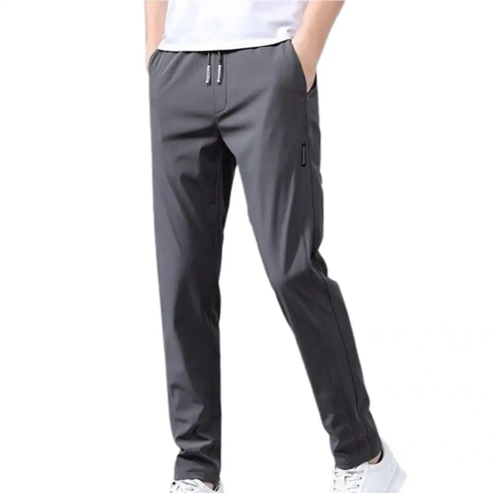 

All-match Hard-wearing Drawstring Men Spring Straight-leg Pants for Street Wear