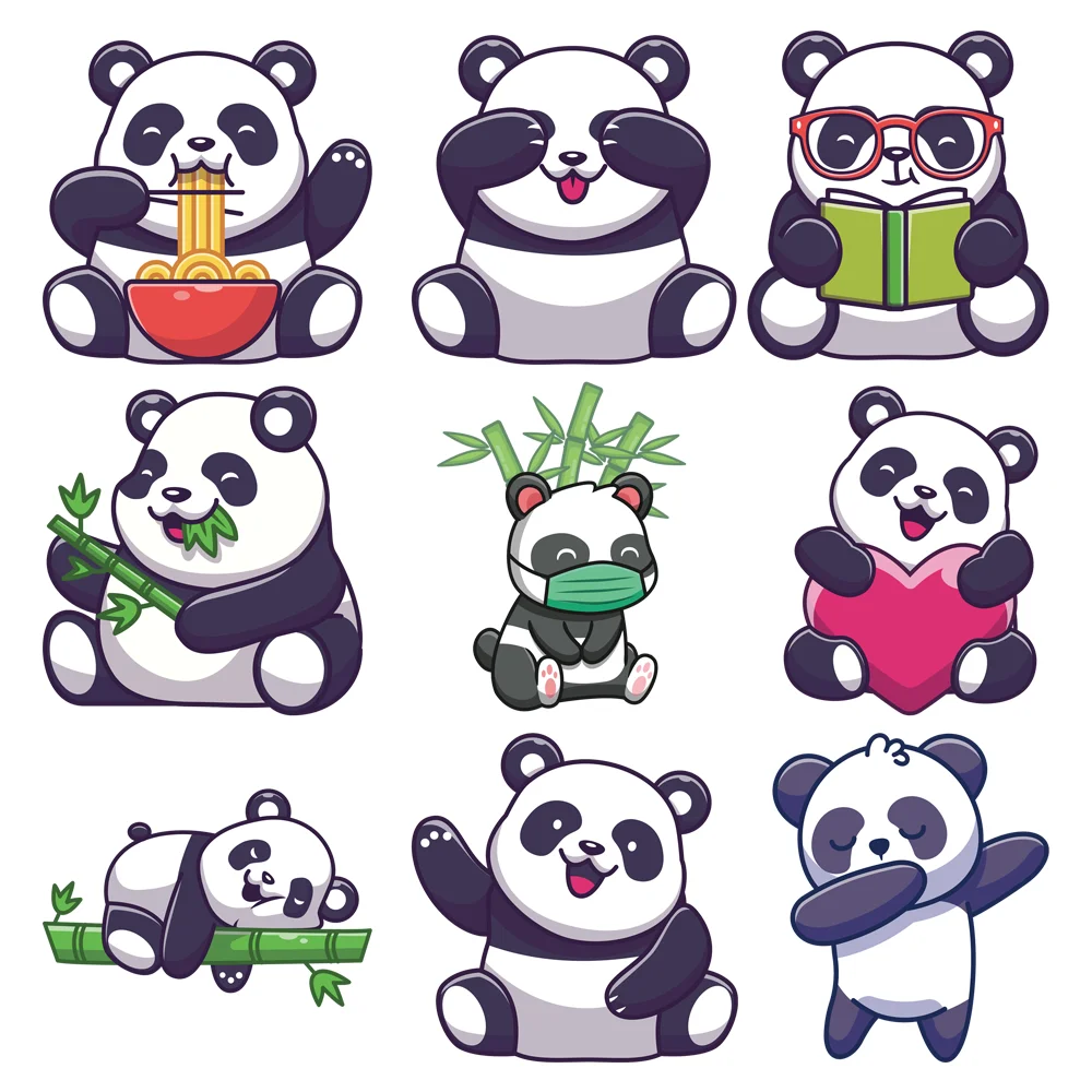 

Kawaii Cute Panda heat transfer Stickers heat-sensitive Patches Iron-on transfers for clothing Custom Patch Tops Free Shipping