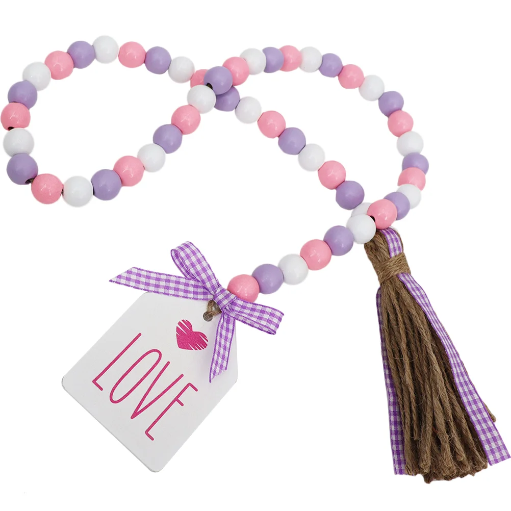 

Bead Beads Garland Valentines Tassel Wood String Party Wooden Decor Engagement Wall Hanging Decorationscountry Valentine Heart