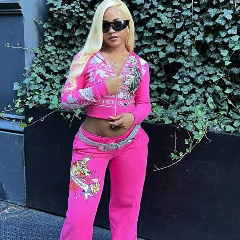 STYLISH LADY мультяшный буквенный принт в стиле хип-хоп комплект из 2 предметов женская