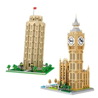 mini building blocks world famous attractions leaning tower of pisa big ben model decoration diy childrens educational toy gift