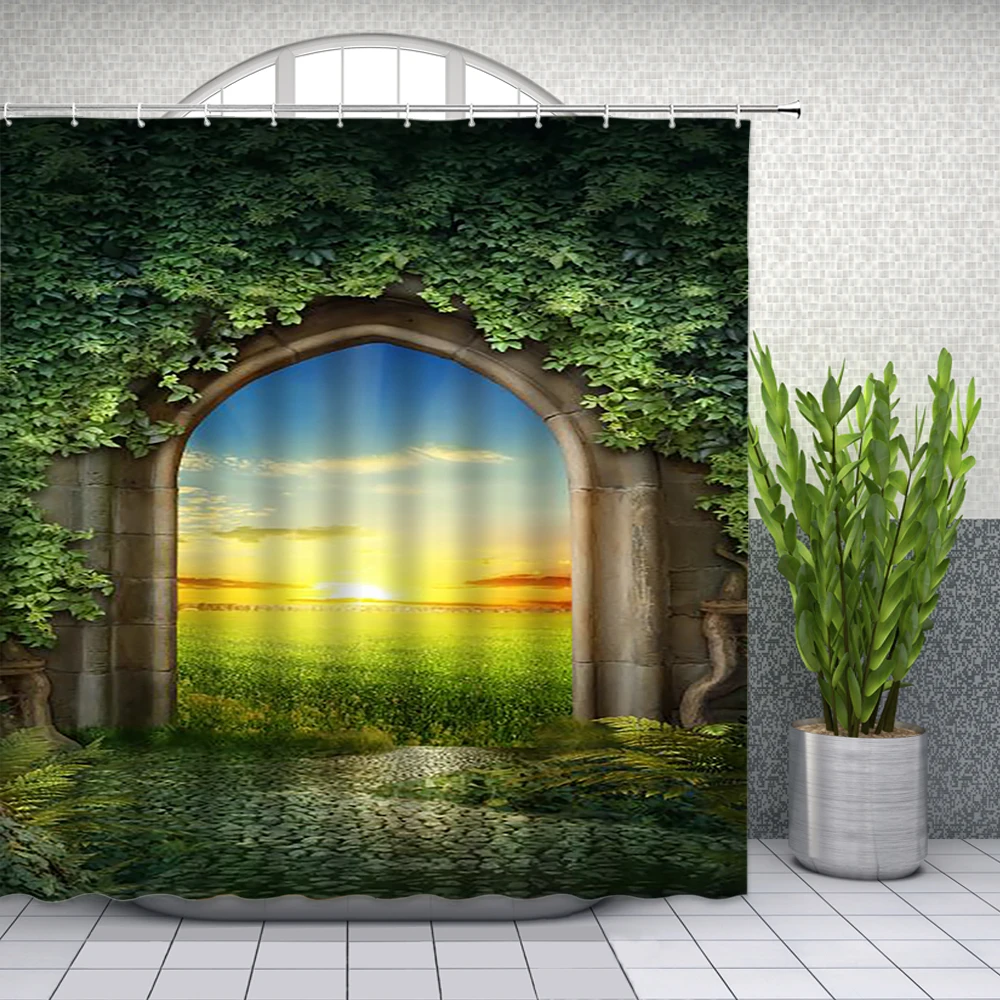 Штора для душа из Тосканы занавеска с традиционными кирпичными домами