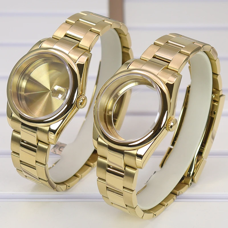 Корпус часов Fenya Gold 36 мм 40 сапфировое стекло детали ремешка для Seiko Nh34 Nh35 Nh36 4R36 Miyota