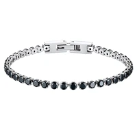 chainspro cubic zirconia classic tennis bracelet for women 18k gold plated stainless steel clearblack size 6 57 5 inch cp756