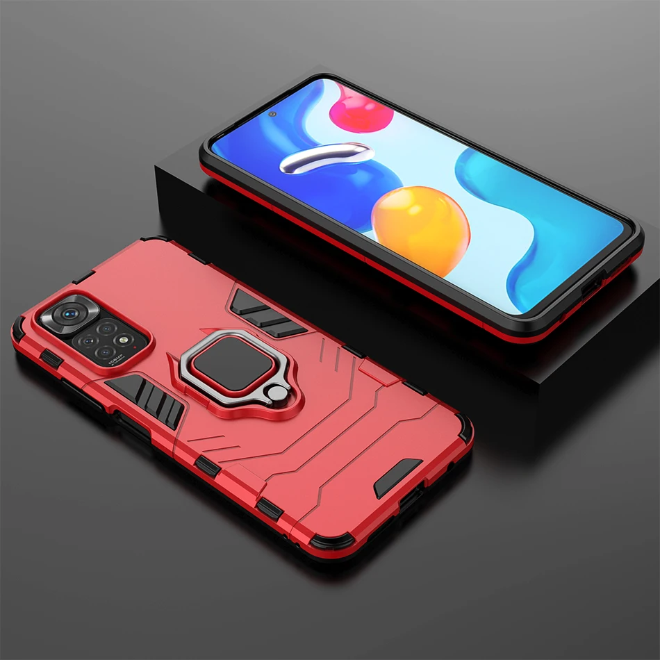 Противоударный чехол с магнитным кольцом для Xiaomi Redmi Note 11 pro plus 11s 10 4G 10s 9 9s 8 8t 7 6 5 4 4x