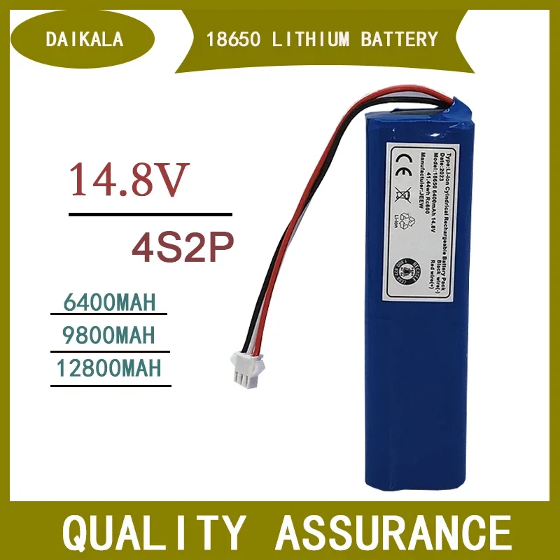 

100% Brand New 4S2P 14.8V 6400mAh/9800mAh/12800mAh 18650 Lithium Ion Battery for Professional Robot Vacuum Cleaner Batteries