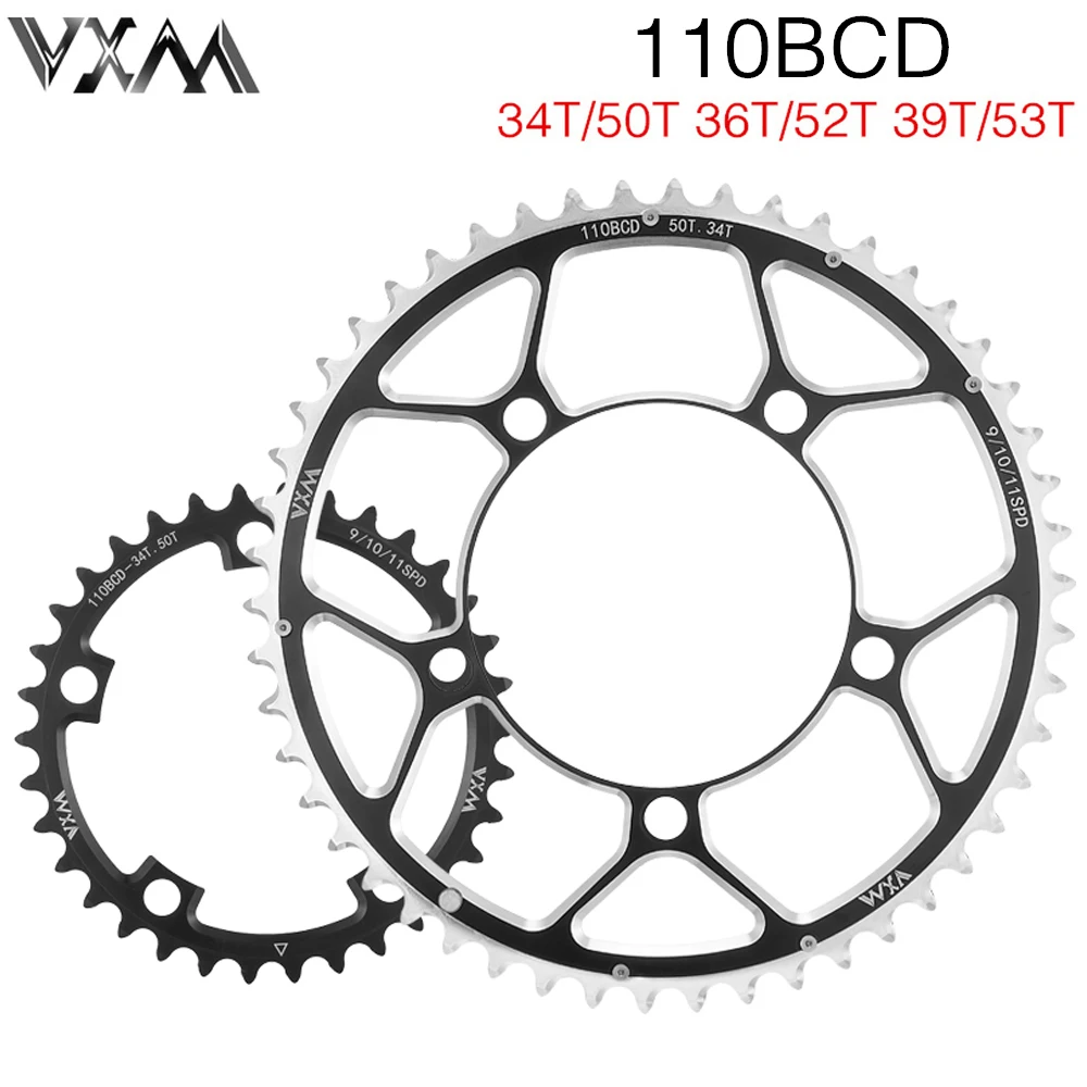 

VXM Road Bike chainring 110bcd 34T 50T 36T 52T 39T 53T Round Chainwheel 8/9/10/11/12 speed Aluminum chainring Tooth plate Parts