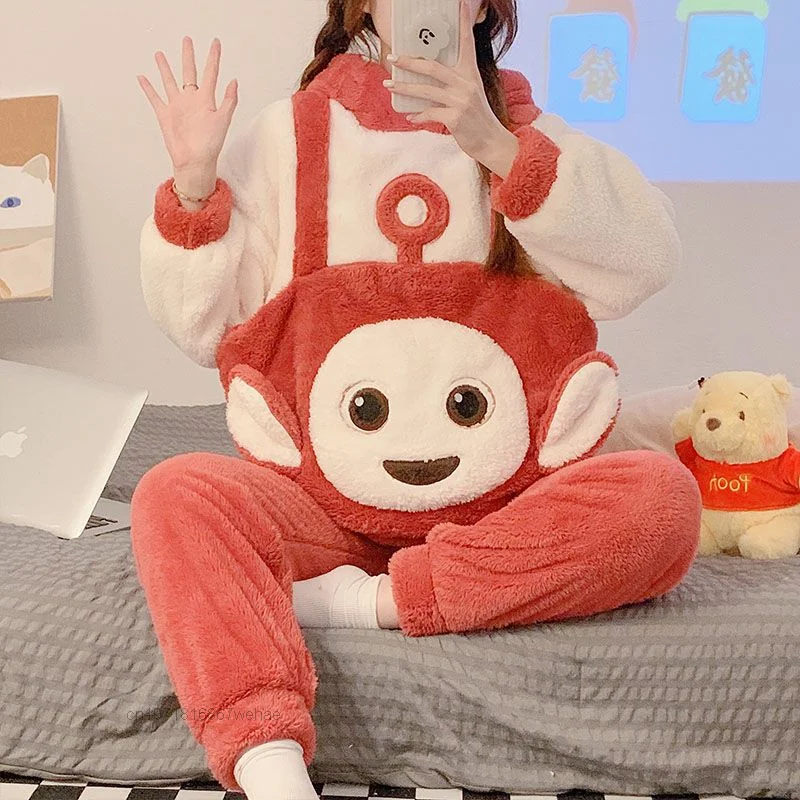 

Cinnamoroll My Melody Monsters University Teletubbies Kuromi Pom Purin Y2k зимняя утепленная женская домашняя одежда, пижамный комплект