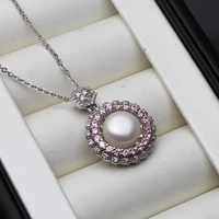 fashion real white natural freshwater pearl pendant necklace for womenbig 925 silver pendant fine jewelry anniversary wife