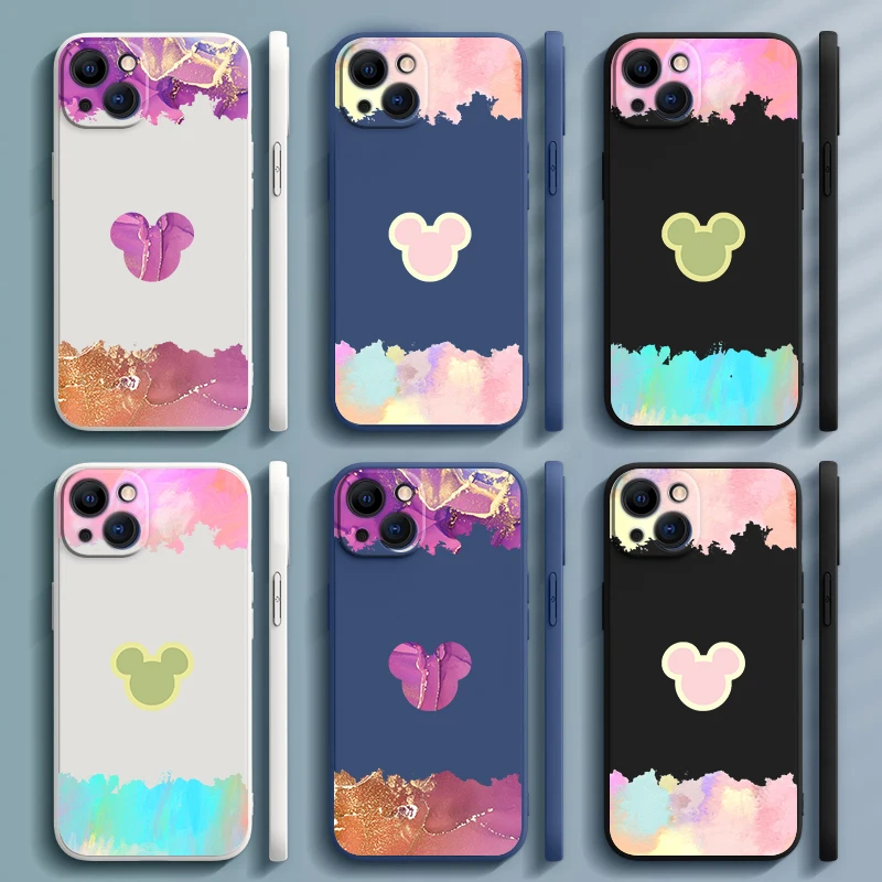 

Disney Girls Custom Explosion Cute For Apple iPhone 13 12 11 Pro Max mini XS XR X 8 7 6 Plus Liquid Rope Phone Case Capa Cover