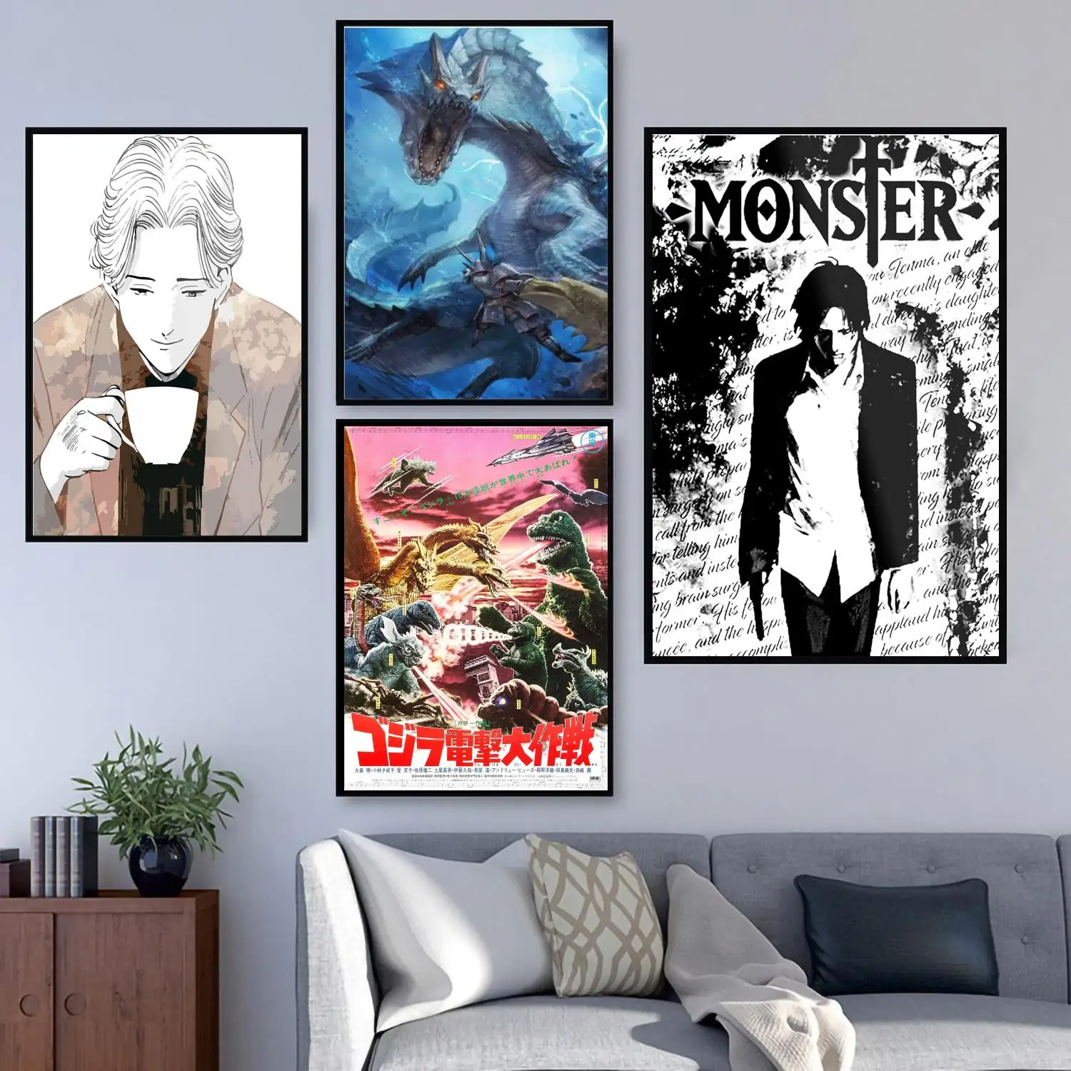 

monster monster manga cartoon 24x36 Poster Decorative Painting Canvas Wall Art Living Room Posters Bedroom Painting