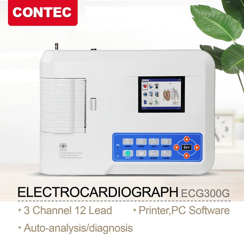 

CONTEC ECG300G Digital 3 Channel 12 Leads ECG/EKG Machine +Free Software Electrocardiograph