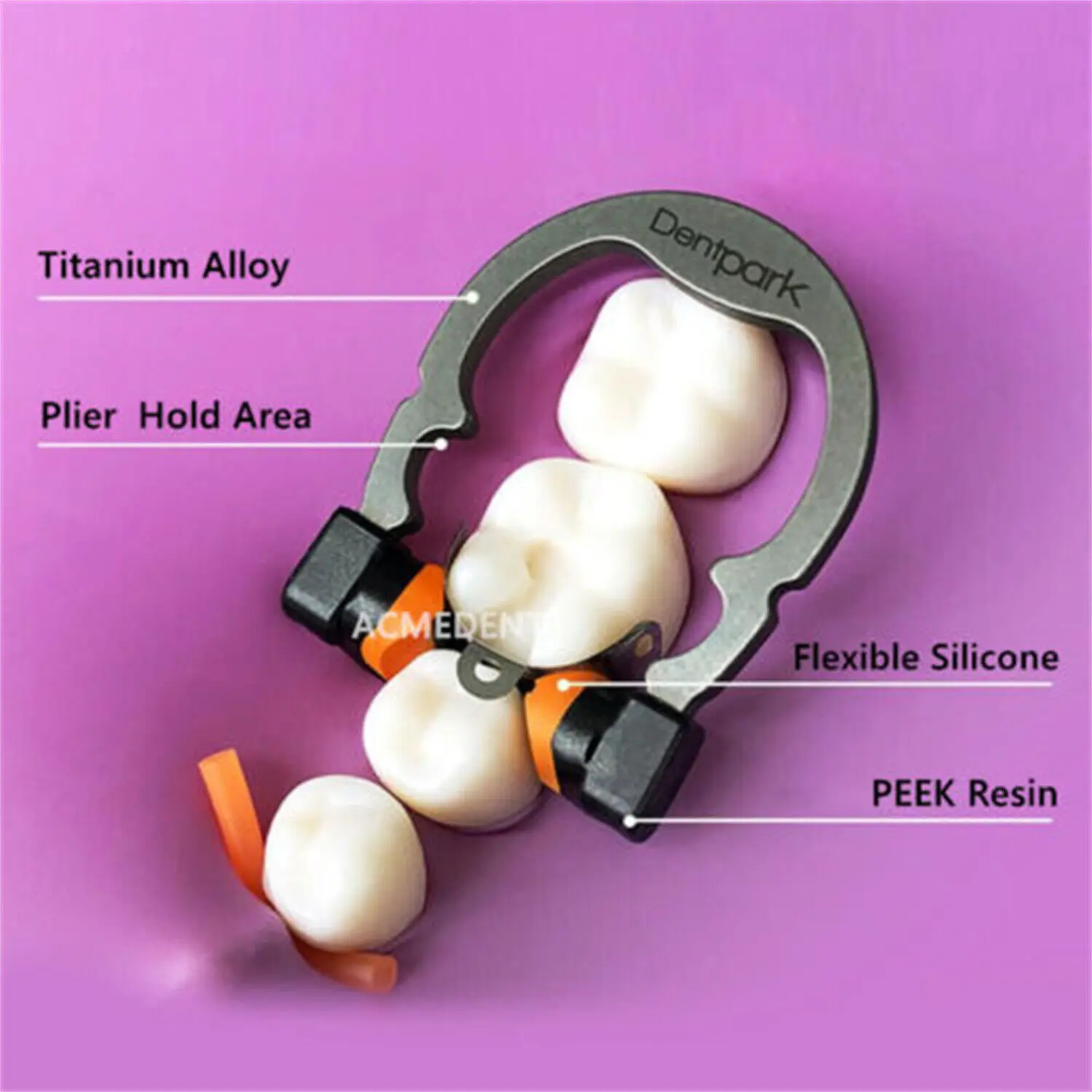 

Dental Titanium Alloy Ring Matrix Clamp Non-Deformation Fit Garrison Orange Medium Suitable for Molar, High Crown.