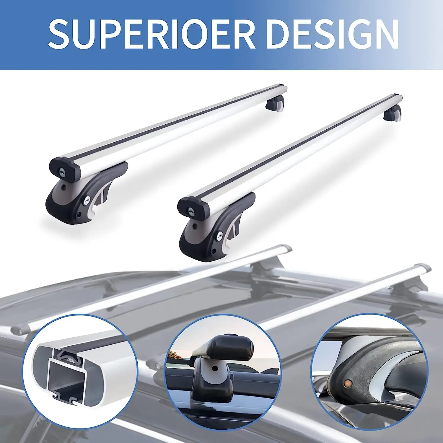 

2pcs 117cm Universal Car Roof Racks Kit No Need Original Roof Rail Silver black Aluminum Alloy Crossbar Luggage Carrier For SUV