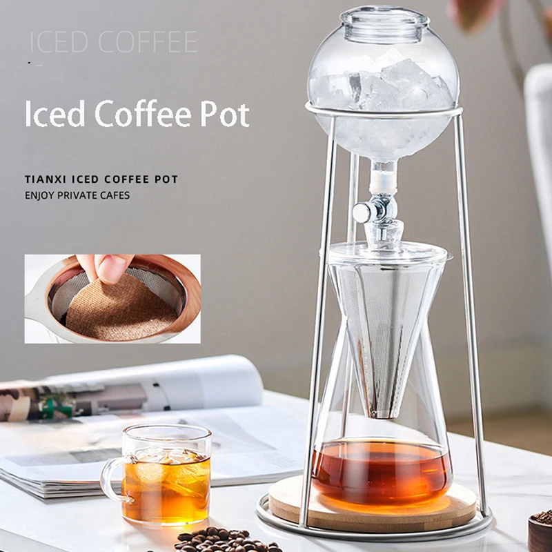

Iced Coffee Pot Water Drip Coffee Machine Reusable Glass Dripper Filter Cold Brew Pot Drip Espresso Coffee Drip Pot Filter Tools