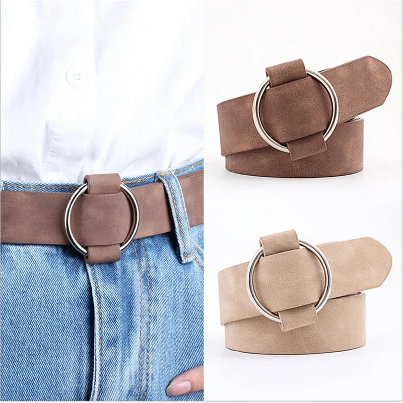 

2022 Genuine Quality Ladies Fashion Needle-free Metal Round Buckle Belt Jeans Wild Luxury Brand The Women Belt For NEW