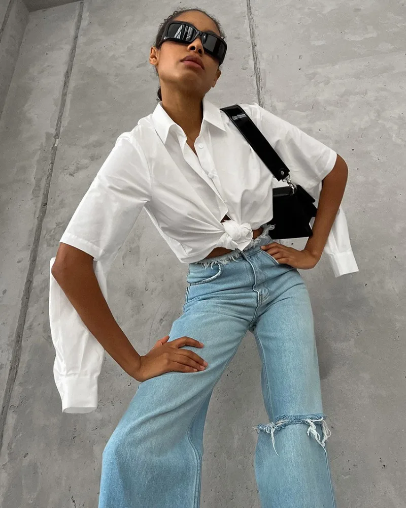 Элегантная пригородная Офисная Женская рубашка модная белая блузка в стиле