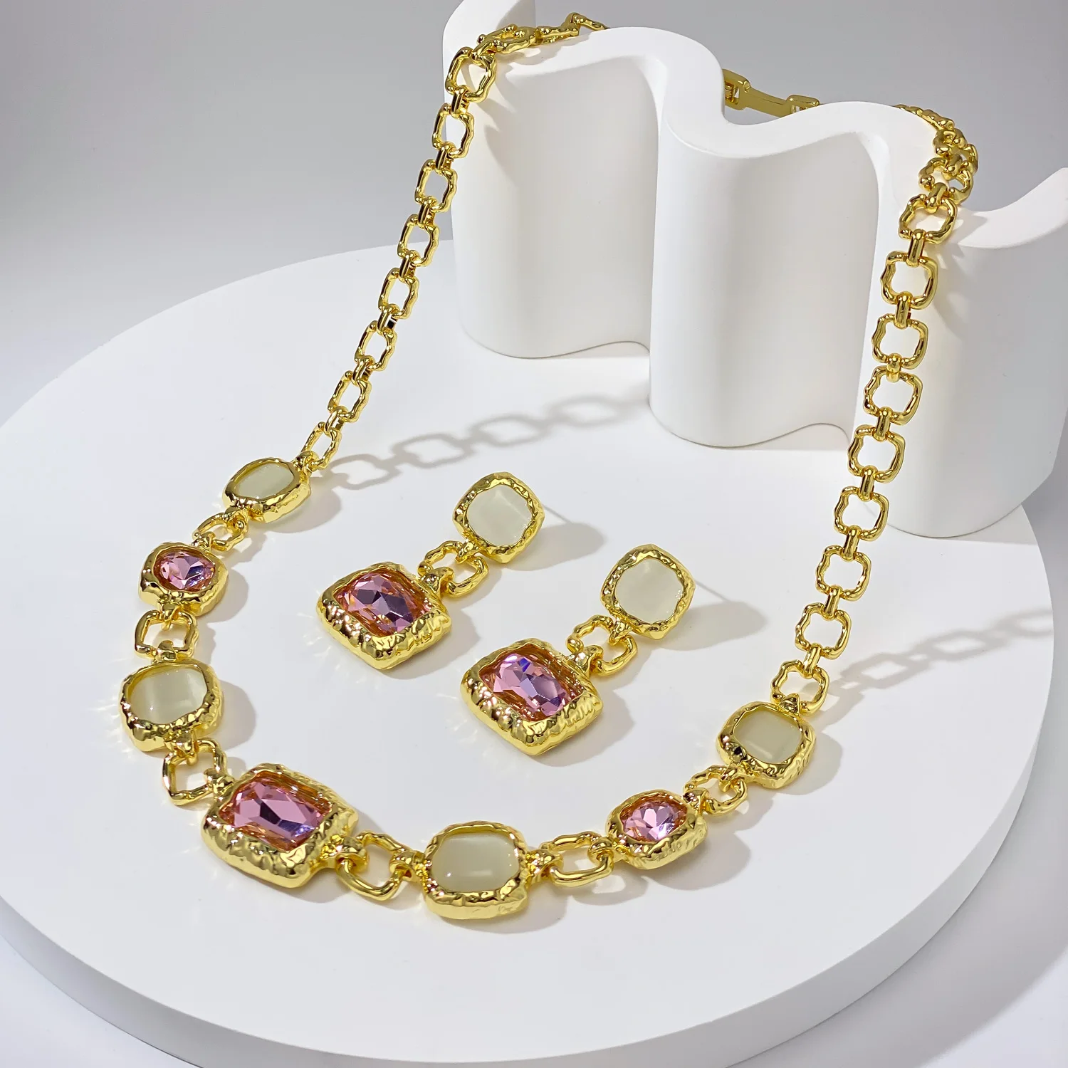 

Венская Роскошная позолоченная стразы из двух предметов, ожерелье, серьги, свадебные украшения