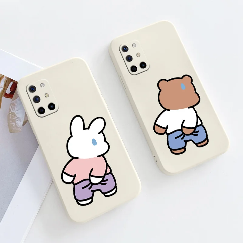 

Tickling Bear Liquid Silicone Case For Oneplus 8t 9 9pro pro Camera Lens Protection Ultra Thin Shockproof Soft Phone Cover Case