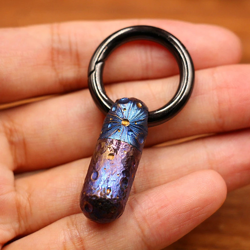 Titanium Alloy Waterproof Mini Portable First-aid Medicine Bottle Key Ring Handmade Starry Sky Limited Edition