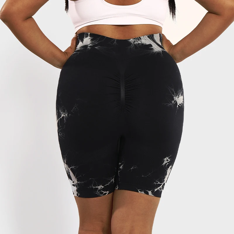 LUOYIYANG Tie Dye Seamless Plus Size Women's Shorts Push Up Gym Booty Lifting Sports Fitness Woman 2023 Knit Yoga Clothing L-3XL