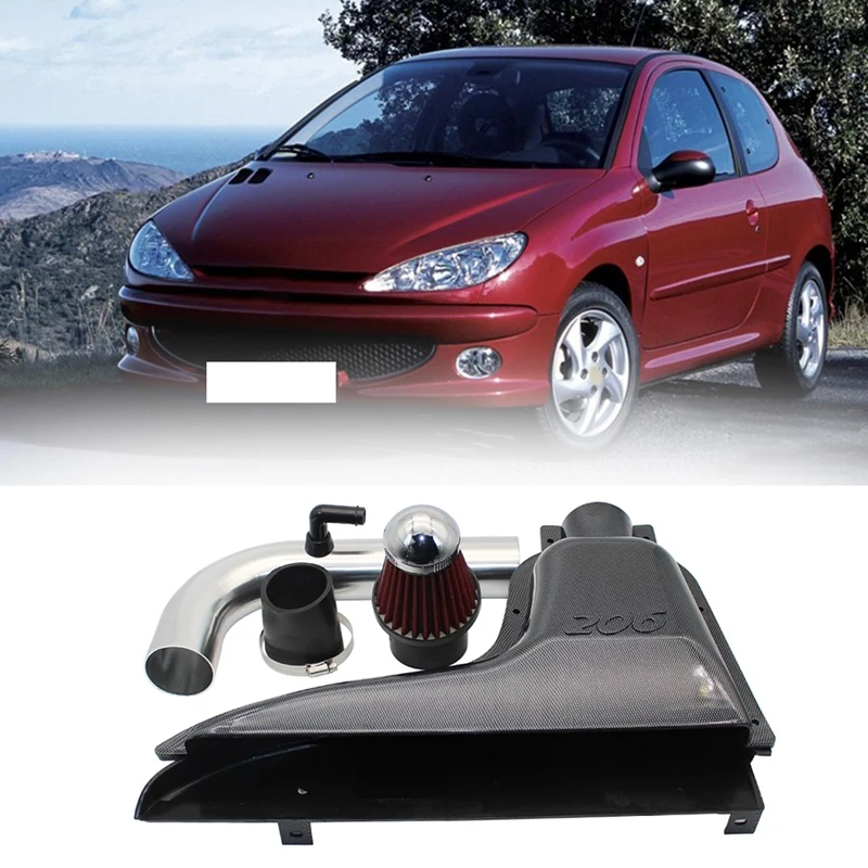 

Автомобильные системы воздухозаборника с высоким потоком, впускной воздушный фильтр для Peugeot 206, стиль из углеродного волокна