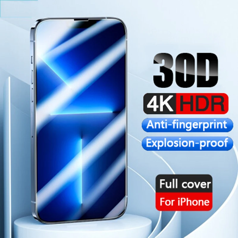 

30D полное покрытие закаленное стекло Защита экрана для iPhone 11 12 13 PRO MAX защитное стекло на iPhone X XS XR 7 8 Plus SE SE3