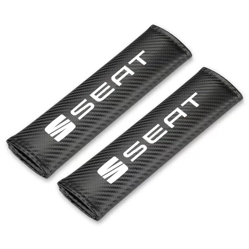 Фото 2 шт. накладки на ремни безопасности из карбона для Seat Leon 5F Mk2 Mk3 Ibiza Tarraco Arona Ateca Alhambra, аксессуары для интерьера №4