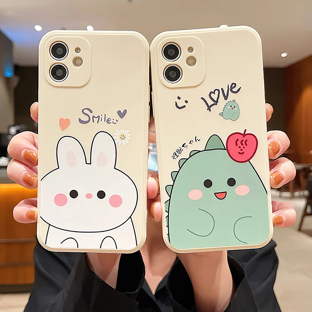 

Cute Bear Rabbit For Apple iPhone 11 12 13 Pro Max 12 13 Mini X XR XS MAX SE 2020 6 6S 7 8 Plus Silicone Phone Case Cover Fundas