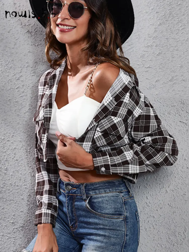 

Короткая женская блузка с принтом зебры, Повседневная тонкая Укороченная рубашка с длинным рукавом, топы, уличная одежда, клетчатый кардиган для женщин, Клубная одежда, NOWISBB