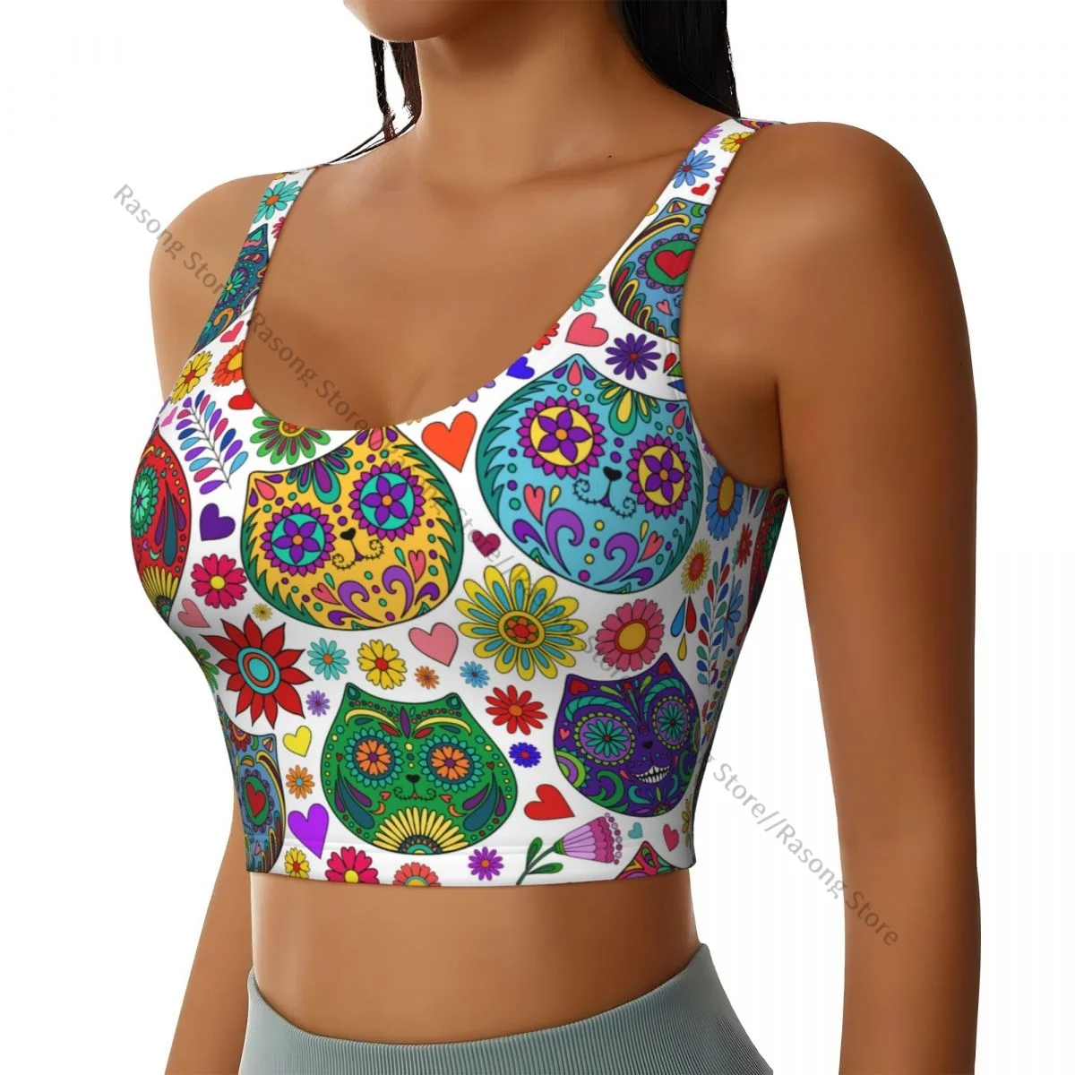 Спортивный бюстгальтер для женщин одежда бега йоги жилет мексиканский мертвый
