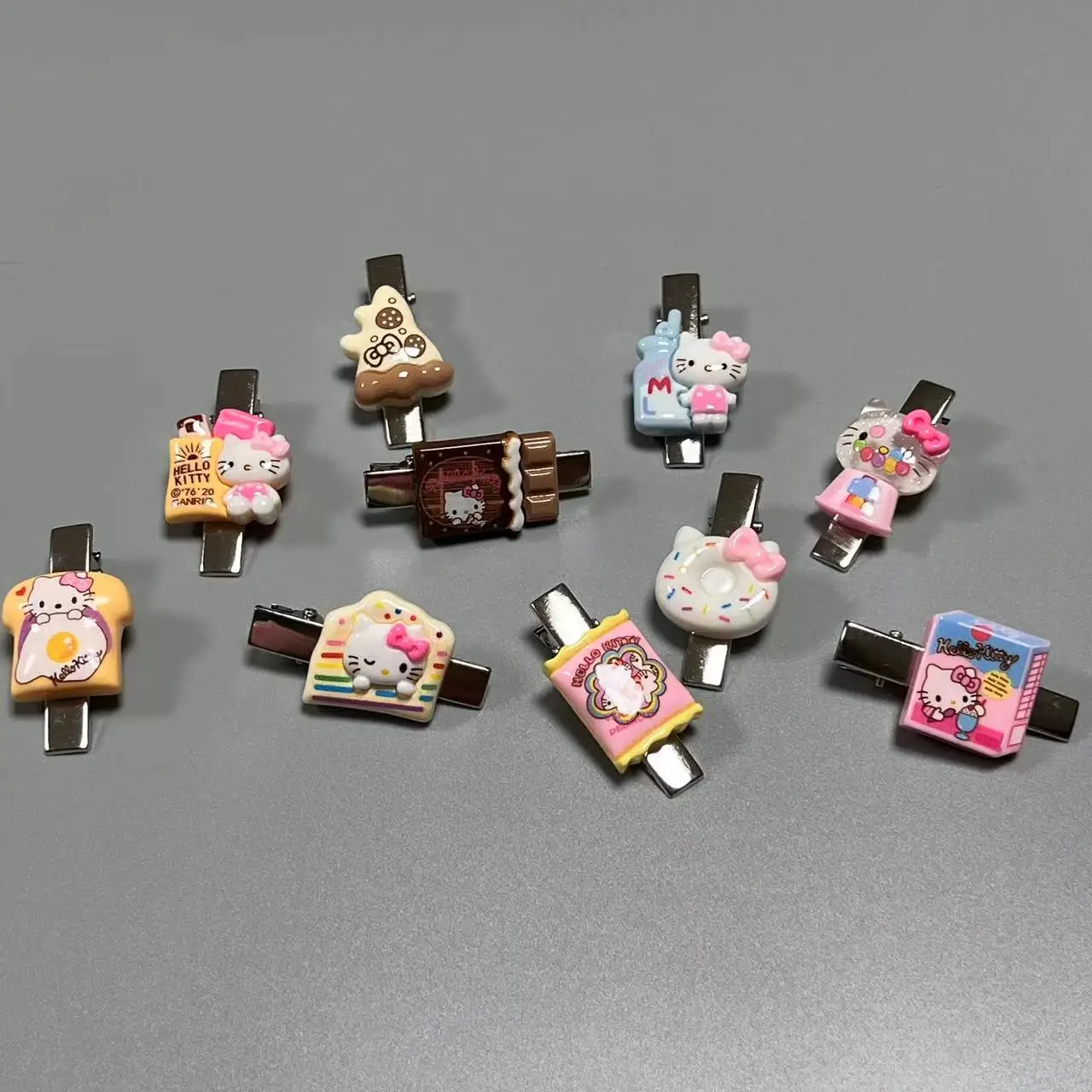 

Kawaii Sanrio Chocolate Donuts Series Kitty Baby Hair Clip Kid Headdress Cute Cartoon Acrylic Children's Hair Accessories