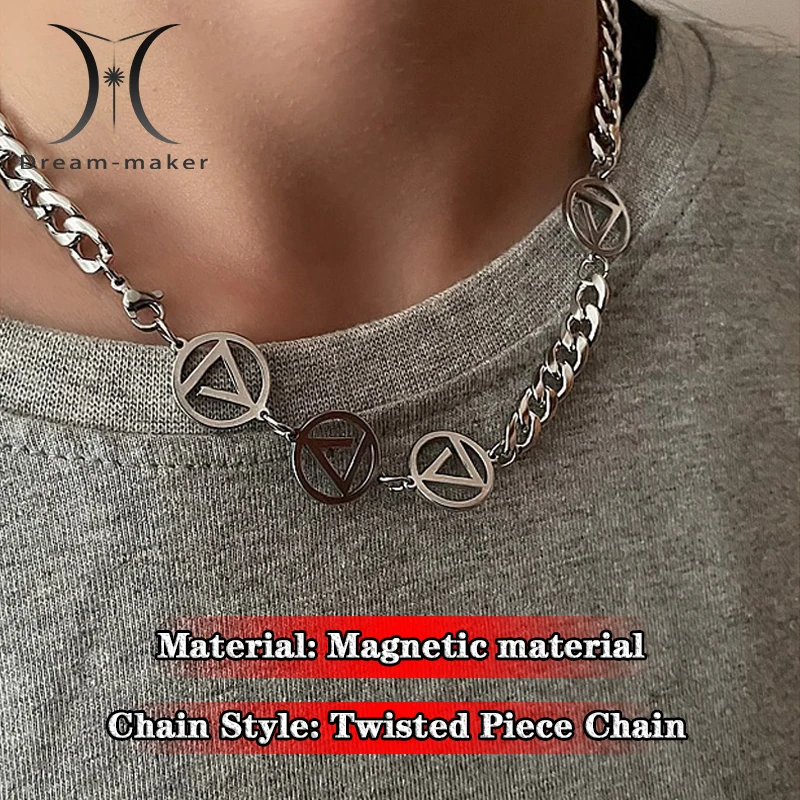 

2022 Summer Hip-Hop Tide Brand Necklace Men's Titanium Steel Thick Chain Splicing Cuban Chain High-Quality Clavicle Chain Women