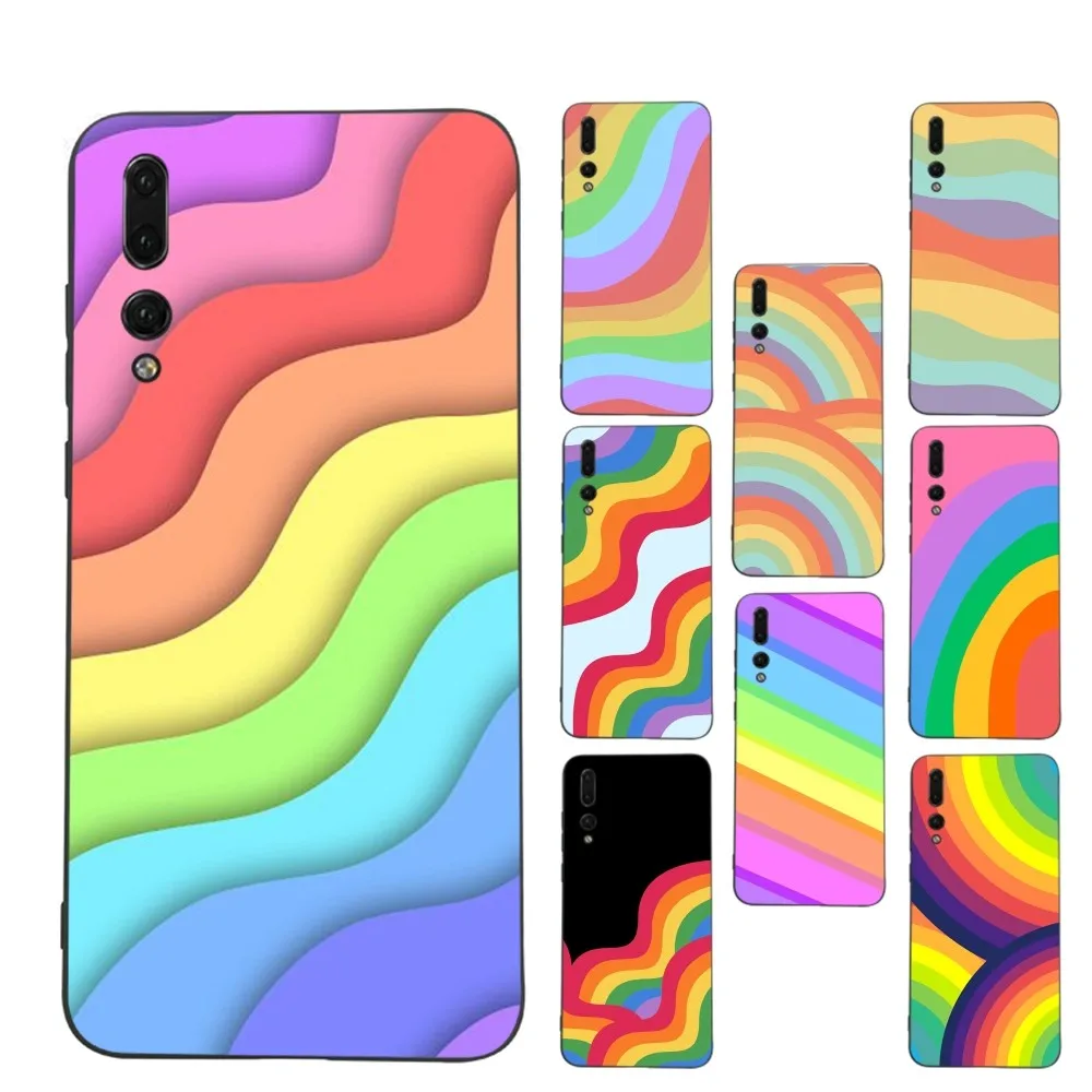 

Colorful Rainbow Phone Case For Huawei P 8 9 10 20 30 40 50 Pro Lite Psmart Honor 10 Lite 70 Mate 20lite