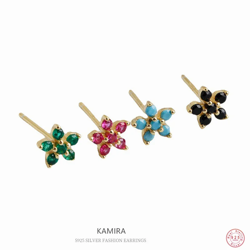 

Женские серьги-гвоздики KAMIRA, минималистичные серьги из серебра 100% с фианитом и пятиконечной звездой