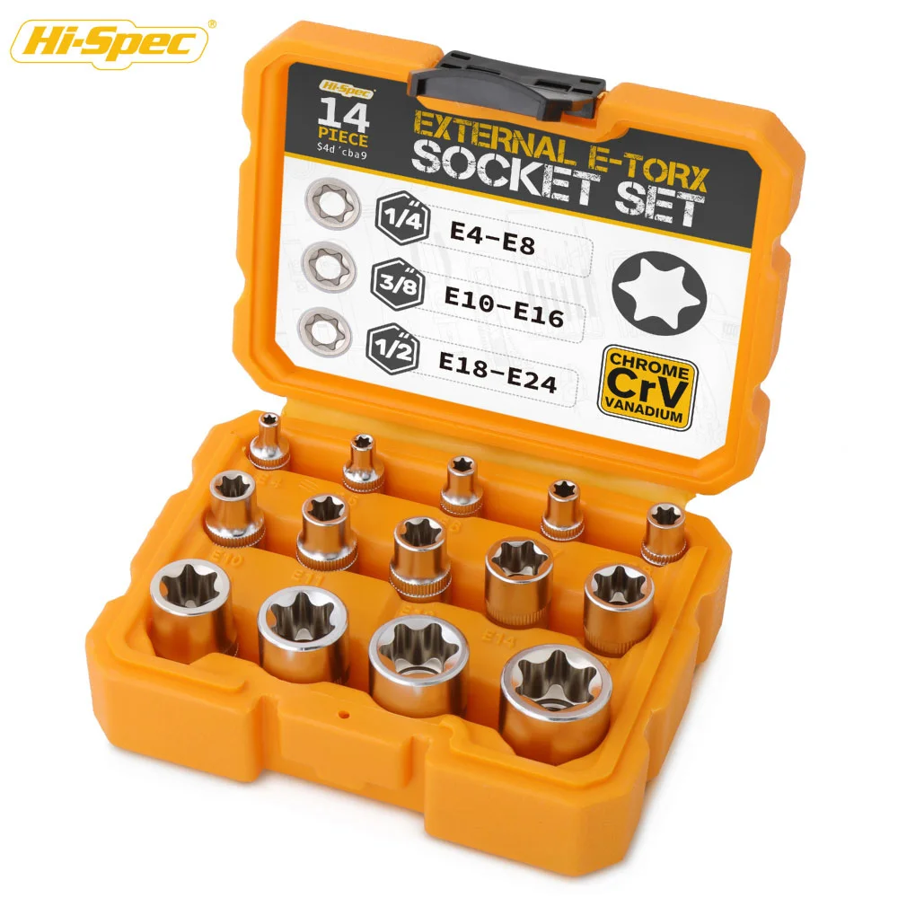 Hi-Spec 14pc E звездообразная гнездо набор 1/4 3/8 1/2 E4-E24 женский звезда Stocket крутящий
