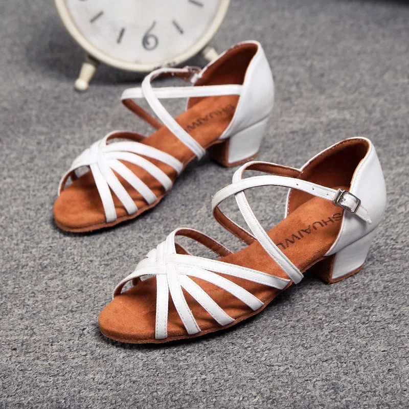 Танцевальная обувь женская для бальных танцев детская латинских атласная танго