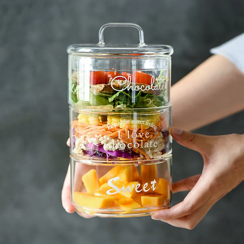 

Household Fruit Bowl With Lid Heat-resistant Transparent Soup Bowl Round Creative Cute