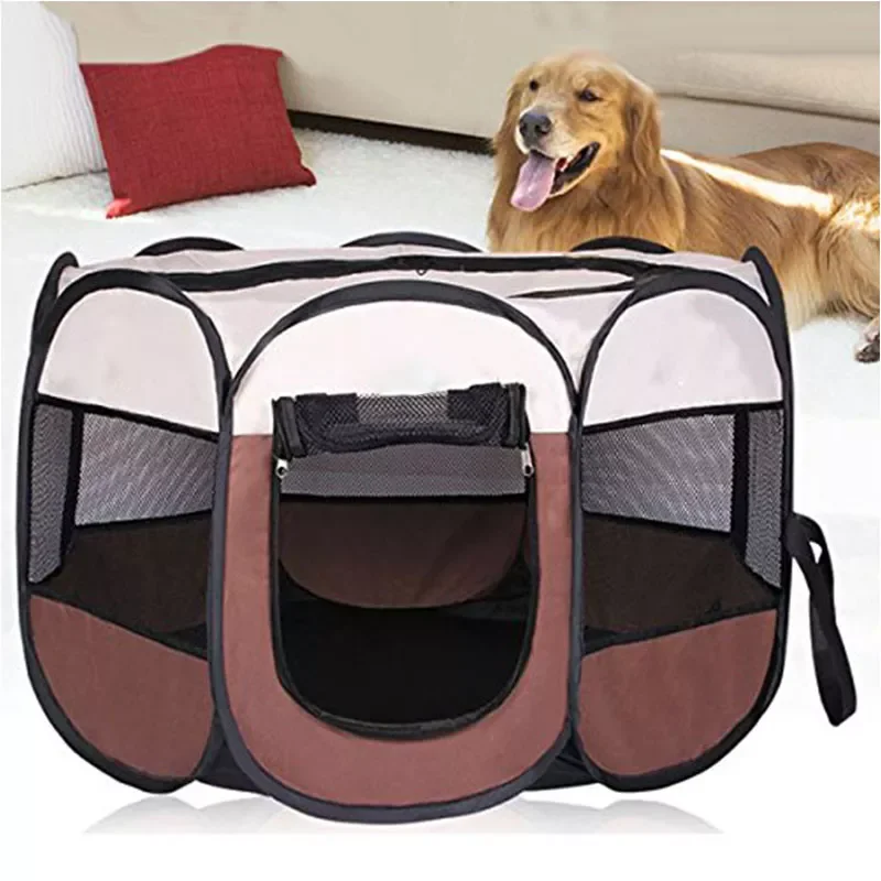 

2023NEW Foldable Dog Cage Pet Tent Houses Playpen Puppy Kennel Easy Operation Octagon Fence Outdoor For Small Large Dogs Crate