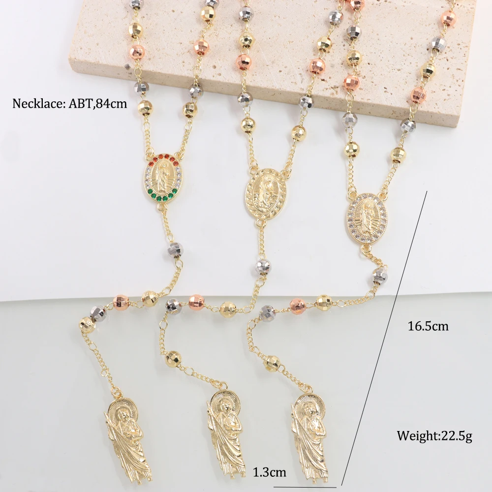 Модные ювелирные изделия четки бусины религиозные 6 мм 18k позолоченные Сан-Judas Tadeo