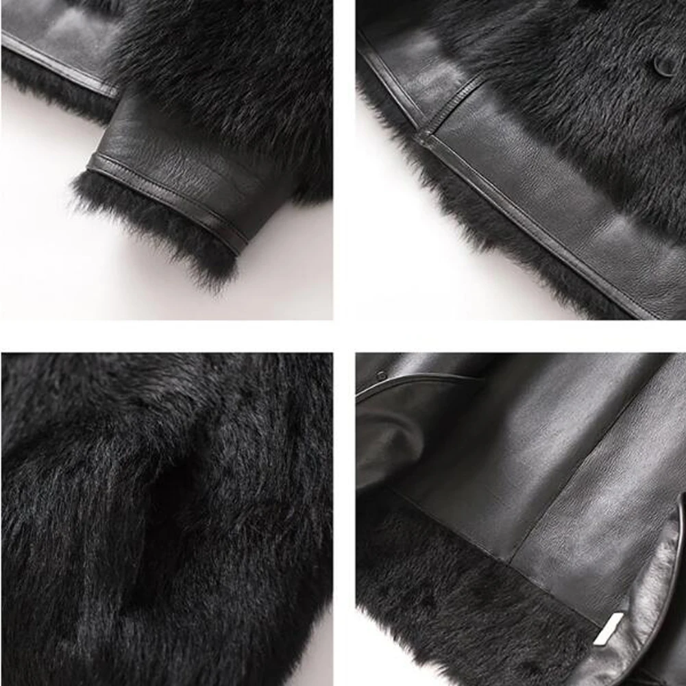 Denny&ampDora Black Shearling Jacket Tuscany Mens B3