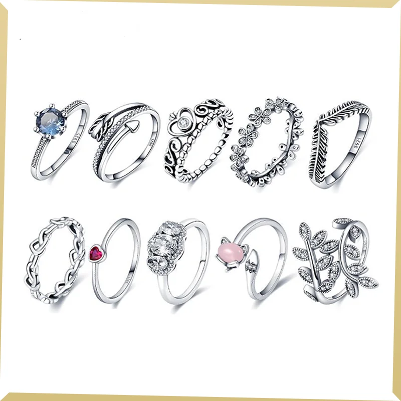 

Original 925 Sterling Silver RingsHeart Crown Luxurious Eternity Rings Sparkling For Women Wedding Party Fashion Jewelry Ring