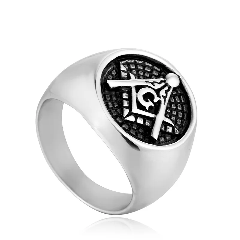 

Punk Freemasonry Men Stainless Steel Ring Vintage Gothic Party Promise Finger Rings Luxury Jewelry Valentine Wholesale Lots Bulk